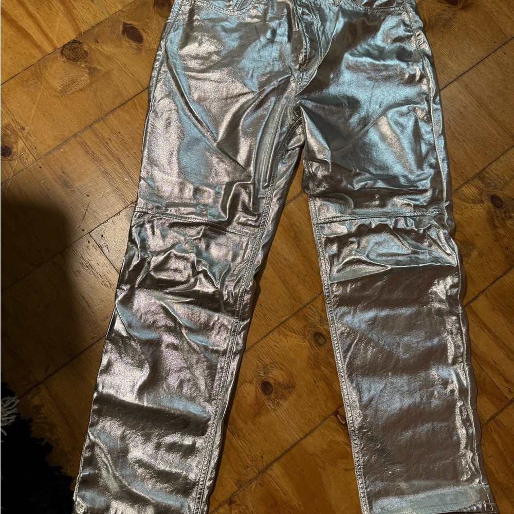 Metallic Silver Pants